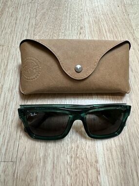 Ray-Ban Dark Green Transparent Rectangular Sunglasses